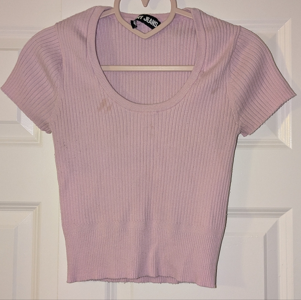 DKNY Ribbed Light Pink Crop Top Size M